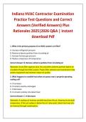Indiana HVAC Contractor Examination Practice Test Questions and Correct Answers &lpar;Verified Answers&rpar; Plus Rationales 2025&vert;2026 Q&A &vert; Instant download Pdf