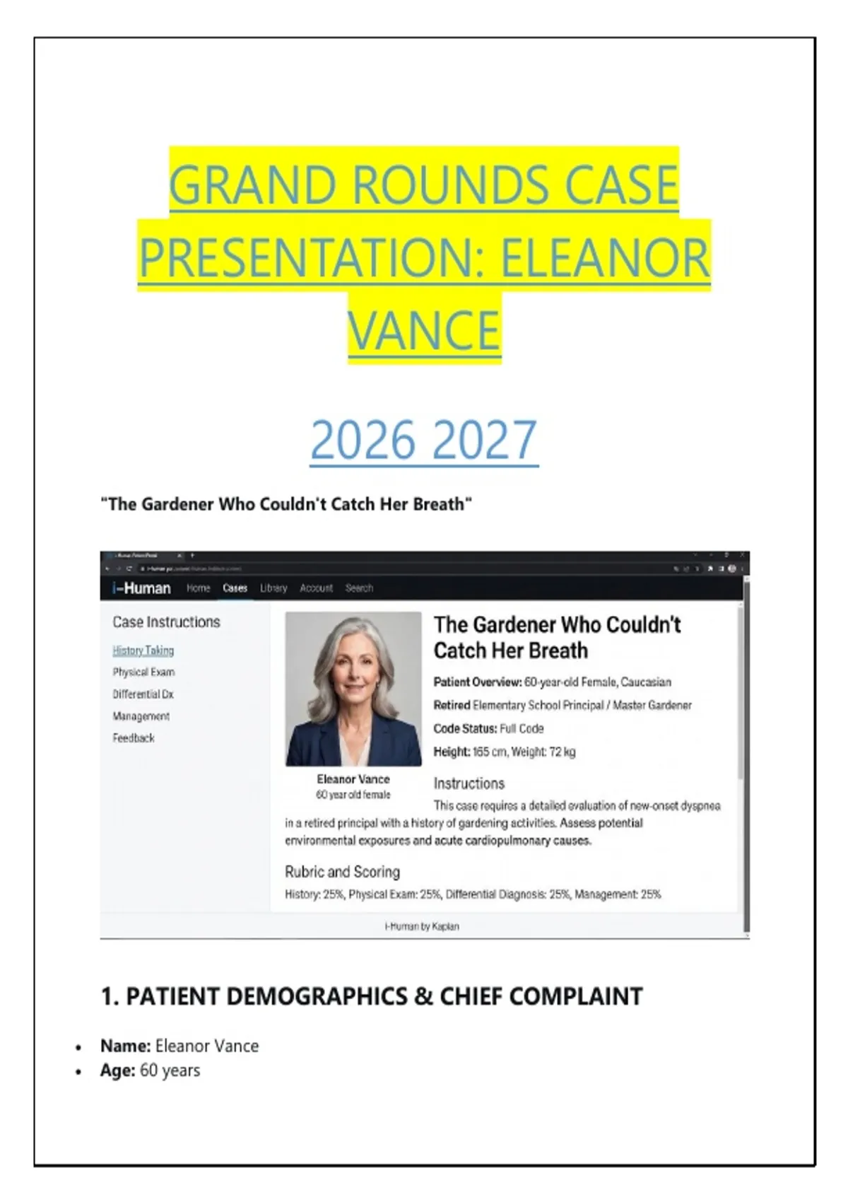 Grand Rounds Case Presentation Eleanor Vance 2026 - GRAND ROUNDS CASE ...