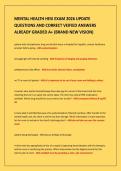 MENTAL HEALTH HESI EXAM 2026 UPDATE&NewLine;QUESTIONS AND CORRECT VEIFIED ANSWERS&NewLine;ALREADY GRADED A&plus; &lpar;BRAND NEW VISION&rpar;