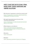WEST COAST EMT BLOCK EXAM 3 FINAL&NewLine;PAPER SCRIPT TESTED QUESTIONS AND&NewLine;VERIFIED SOLUTIONS&NewLine;