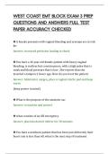 WEST COAST EMT BLOCK EXAM 3 PREP&NewLine;QUESTIONS AND ANSWERS FULL TEST&NewLine;PAPER ACCURACY CHECKED&NewLine;