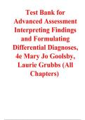 Test Bank for Advanced Assessment Interpreting Findings and Formulating Differential Diagnoses 4th Edition by Mary Jo Goolsby and Laurie Grubbs