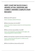 WEST COAST EMT BLOCK EXAM 3&NewLine;UPDATED ACTUAL QUESTIONS AND&NewLine;CORRECT ANSWERS COMPLETE STUDY&NewLine;RESOURCE&NewLine;