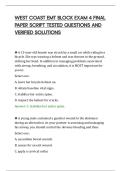WEST COAST EMT BLOCK EXAM 4 FINAL&NewLine;PAPER SCRIPT TESTED QUESTIONS AND&NewLine;VERIFIED SOLUTIONS
