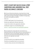 WEST COAST EMT BLOCK EXAM 4 PREP&NewLine;QUESTIONS AND ANSWERS FULL TEST&NewLine;PAPER ACCURACY CHECKED&NewLine;