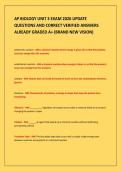 AP BIOLOGY UNIT 3 EXAM 2026 UPDATE&NewLine;QUESTIONS AND CORRECT VERIFIED ANSWERS&NewLine;ALREADY GRADED A&plus; &lpar;BRAND NEW VISION&rpar;