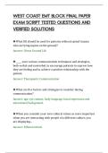 WEST COAST EMT BLOCK FINAL PAPER&NewLine;EXAM SCRIPT TESTED QUESTIONS AND&NewLine;VERIFIED SOLUTIONS&NewLine;