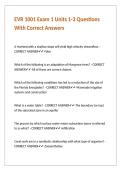 EVR 1001 Exam 1 Units 1-3 Questions With Correct Answers