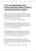 WGU C268 SPREADSHEETS FINAL&NewLine;REVIEW QUESTIONS VERIFIED COMPLETE&NewLine;ANSWERS 100 PERCENT CORRECT&NewLine;
