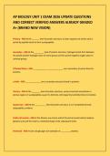 AP BIOLOGY UNIT 1 EXAM 2026 UPDATE QUESTIONS&NewLine;AND CORRECT VERIFIED ANSWERS ALREADY GRADED&NewLine;A&plus; &lpar;BRAND NEW VISION&rpar;