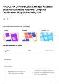 NHA CCMA Certified Clinical Medical Assistant Exam Questions and Answers &vert; Complete Certification Study Guide 2026&sol;2027