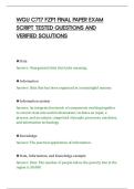 WGU C717 FZP1 FINAL PAPER EXAM&NewLine;SCRIPT TESTED QUESTIONS AND&NewLine;VERIFIED SOLUTIONS&NewLine;