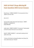NUR 144 Mod C Drugs affecting BP Exam Questions With Correct Answers