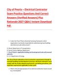 City of Peoria &ndash; Electrical Contractor &NewLine;Exam Practice Questions And Correct &NewLine;Answers &lpar;Verified Answers&rpar; Plus &NewLine;Rationale 2027 Q&A&vert; Instant Download &NewLine;Pdf