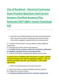 City of Rockford &ndash; Electrical Contractor &NewLine;Exam Practice Questions And Correct &NewLine;Answers &lpar;Verified Answers&rpar; Plus &NewLine;Rationale 2027 Q&A&vert; Instant Download &NewLine;Pdf&period;