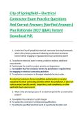 City of Springfield &ndash; Electrical &NewLine;Contractor Exam Practice Questions &NewLine;And Correct Answers &lpar;Verified Answers&rpar; &NewLine;Plus Rationale 2027 Q&A&vert; Instant &NewLine;Download Pdf&period; 