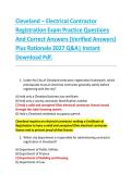 Cleveland &ndash; Electrical Contractor &NewLine;Registration Exam Practice Questions &NewLine;And Correct Answers &lpar;Verified Answers&rpar; &NewLine;Plus Rationale 2027 Q&A&vert; Instant &NewLine;Download Pdf&period;