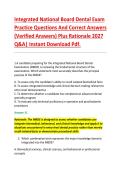 Integrated National Board Dental Exam &NewLine;Practice Questions And Correct Answers &NewLine;&lpar;Verified Answers&rpar; Plus Rationale 2027 &NewLine;Q&A&vert; Instant Download Pdf