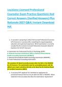 Louisiana Licensed Professional &NewLine;Counselor Exam Practice Questions And &NewLine;Correct Answers &lpar;Verified Answers&rpar; Plus &NewLine;Rationale 2027 Q&A&vert; Instant Download &NewLine;Pdf&period;