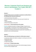 Pharmacy Technician Final Exam &vert; 90 Questions and Answers with Rationale &vert; New Update 2026-2027 &vert; Graded A&plus;