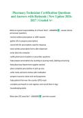 Pharmacy Technician Certification Questions and Answers with Rationale &vert; New Update 2026-2027 &vert; Graded A&plus;