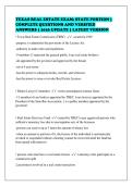 TEXAS REAL ESTATE EXAM&semi; STATE PORTION &vert;&NewLine;COMPLETE QUESTIONS AND VERIFIED&NewLine;ANSWERS &vert; 2026 UPDATE &vert; LATEST VERSION