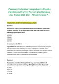 Pharmacy Technician Comprehensive Practice Questions and Correct Answers plus Rationale &vert; New Update 2026-2027 &vert; Already Graded A&plus;