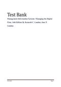 Management Information Systems 16th Ed Laudon Test Bank