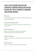 WGU C784 APPLIED HEALTHCARE&NewLine;STATISTICS CERTIFICATION EVALUATION&NewLine;EXAMS SET WITH COMPLETE ANSWERS&NewLine;AND EXPERT REVIEW&NewLine;