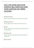 WGU C784 APPLIED HEALTHCARE&NewLine;STATISTICS FINAL PAPER EXAM SCRIPT&NewLine;TESTED QUESTIONS AND VERIFIED&NewLine;SOLUTIONS