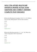WGU C784 APPLIED HEALTHCARE&NewLine;STATISTICS UPDATED ACTUAL EXAM&NewLine;QUESTIONS AND CORRECT ANSWERS&NewLine;COMPLETE STUDY RESOURCE&NewLine;