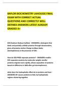 BAYLOR BIOCHEMISTRY LAHOUSSE FINAL &NewLine;EXAM WITH CORRECT ACTUAL &NewLine;QUESTIONS AND CORRECTLY WELL &NewLine;DEFINED ANSWERS LATEST ALREADY &NewLine;GRADED A&plus; 