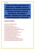 CGSC F100 Final Exam Prep 2026-2027&colon; 265 Practice Questions with Verified Answers & Rationales &vert; Complete Study Guide &vert; Army Force Management &vert; Updated for Latest Guidelines &vert; Graded A&plus; &vert; Pass with Confidence