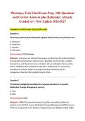Pharmacy Tech Final Exam Prep &vert; 180 Questions and Correct Answers plus Rationale &vert; Already Graded A&plus; &vert; New Update 2026-2027 