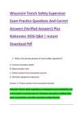 Wisconsin Trench Safety Supervisor &NewLine;Exam Practice Questions And Correct &NewLine;Answers &lpar;Verified Answers&rpar; Plus &NewLine;Rationales 2026 Q&A &vert; Instant &NewLine;Download Pdf