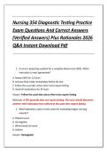 Nursing 354 Diagnostic Testing Practice &NewLine;Exam Questions And Correct Answers &NewLine;&lpar;Verified Answers&rpar; Plus Rationales 2026 &NewLine;Q&A Instant Download Pdf 