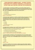 TEXAS MASTER PLUMBER EXAM &ndash; 100 MOST TESTED&NewLine;QUESTIONS WITH VERIFIED ANSWERS &  RATIONALES &vert;&NewLine;LATEST 2026&ndash;2027 EDITION &vert; INSTANT PDF DOWNLOAD