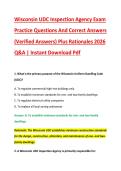 Wisconsin UDC Inspection Agency Exam &NewLine;Practice Questions And Correct Answers &NewLine;&lpar;Verified Answers&rpar; Plus Rationales 2026 &NewLine;Q&A &vert; Instant Download Pdf