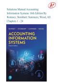 Solutions Manual Accounting Information Systems 16th Edition By Romney&semi; Steinbart&semi; Summers&semi; Wood&comma; All Chapters 1 - 24&vert;Ace your exam on your first attempt &excl;&excl;&excl;