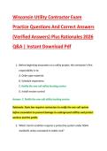 Wisconsin Utility Contractor Exam &NewLine;Practice Questions And Correct Answers &NewLine;&lpar;Verified Answers&rpar; Plus Rationales 2026 &NewLine;Q&A &vert; Instant Download Pdf