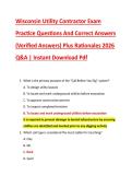 Wisconsin Utility Contractor Exam &NewLine;Practice Questions And Correct Answers &NewLine;&lpar;Verified Answers&rpar; Plus Rationales 2026 &NewLine;Q&A &vert; Instant Download Pdf