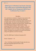 QDM Expert Certification Exam Practice Questions &NewLine;with Verified Answers and Detailed Rationales 2026&NewLine;2027 &vert; Quality Driven Management &lpar;QDM&rpar; Expert &NewLine;Certification Prep &vert; Graded A&plus; 