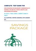 COMPLETE  TEST BANK FOR&NewLine;DAVIS ADVANTAGE FOR WILKINSON&rsquo;S FUNDAMENTALS OF NURSING &lpar;2 VOLUME SET&rpar;&colon; THEORY&comma; CONCEPTS&comma; AND APPLICATIONS FIFTH EDITION&NewLine;BY LESLIE S&period; TREAS&comma; KAREN L&period; BARNETT&comma; MABLE H&period; SMITH &NewLine;ALL CHAPTERS&vert; VERIFIED ANSWERS&vert; WITH ANSWER KEY&NewLine;