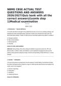 NBME CBSE ACTUAL TEST QUESTIONS AND ANSWERS 2026&sol;2027&lpar;Quiz bank with all the correct answers&rpar;&lpar;usmle step 1&rpar;Medical examination
