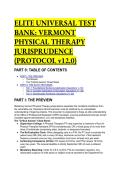 2026&sol;2027 ELITE Vermont Physical Therapy Jurisprudence Test Bank &lpar;OPR v12&period;0&rpar; &vert; S-Tier Q&A with Deep Rationales