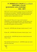 UC BERKELEY COGSCI 1 &NewLine;MIDTERM 1 EXAM &NewLine;QUESTIONS AND ANSWERS &NewLine;2026 - 2027