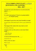 TEXAS IRRIGATION EXAM &NewLine;QUESTIONS AND ANSWERS &NewLine;2026 - 2027
