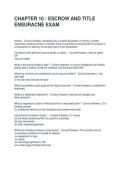 CHAPTER 10 - ESCROW AND TITLE ENSURACNE EXAM QUESTIONS AND ANSWERS