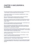 CHAPTER 13 QUIZ &lpar;ESCROW & CLOSING&rpar; QUESTIONS AND ANSWERS