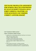 TEST BANK FOR HEALTH ASSESSMENT &NewLine;FOR NURSING PRACTICE 8TH EDITION &NewLine;BY SUSAN FICKERTT WILSON & JEAN &NewLine;FORET GIDDENS &vert; CHAPTERS 1-24 &NewLine;WITH QUESTIONS AND VERIFIED &NewLine;CORRECT ANSWERS 2026&sol;2027